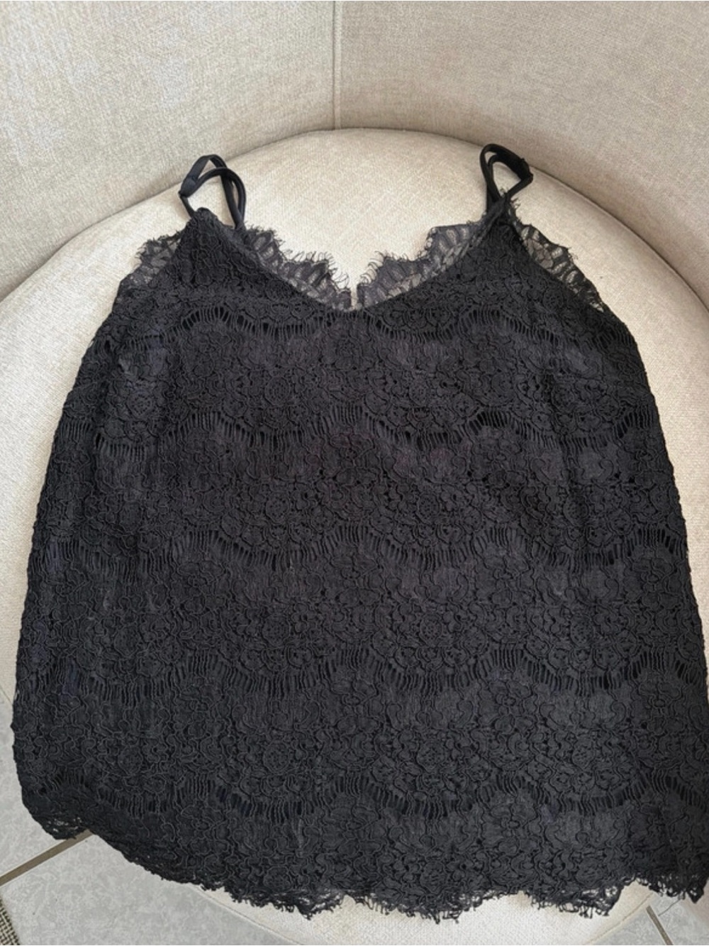 T.J.Maxx Black Lace Camisole with Scallop Trim